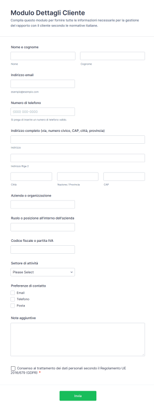 Modulo Dettagli Cliente