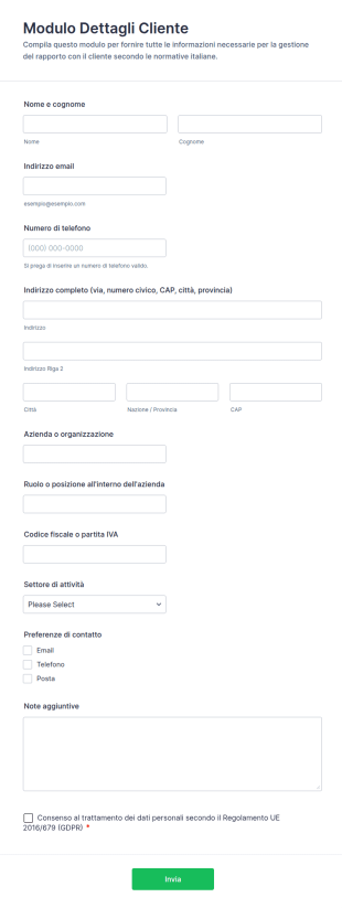 Modulo Dettagli Cliente