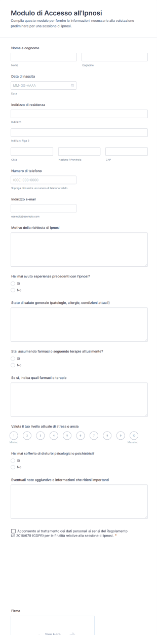 Modulo Di Accesso All'Ipnosi