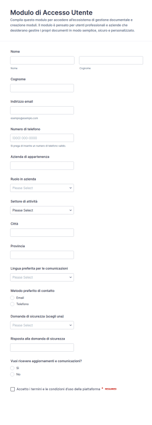 Modulo Di Accesso Utente