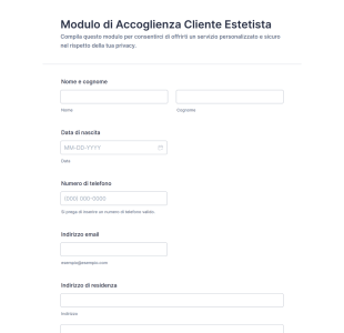 Modulo Di Accoglienza Cliente Estetista
