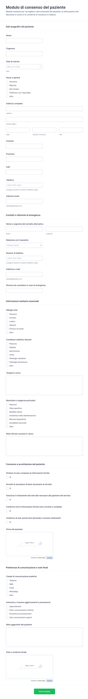 Modulo Di Accordo Del Paziente