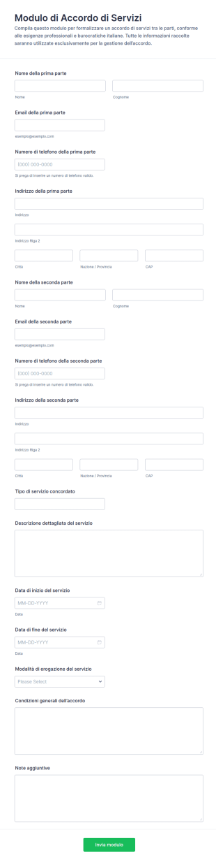 Modulo Di Accordo Di Servizio