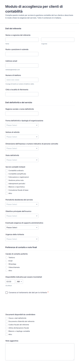 Modulo Di Acquisizione Clienti Contabili