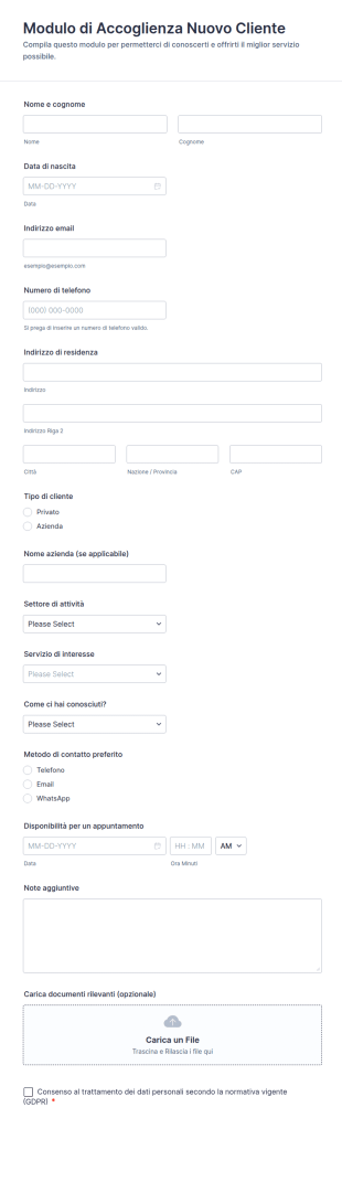 Modulo Di Acquisizione Clienti