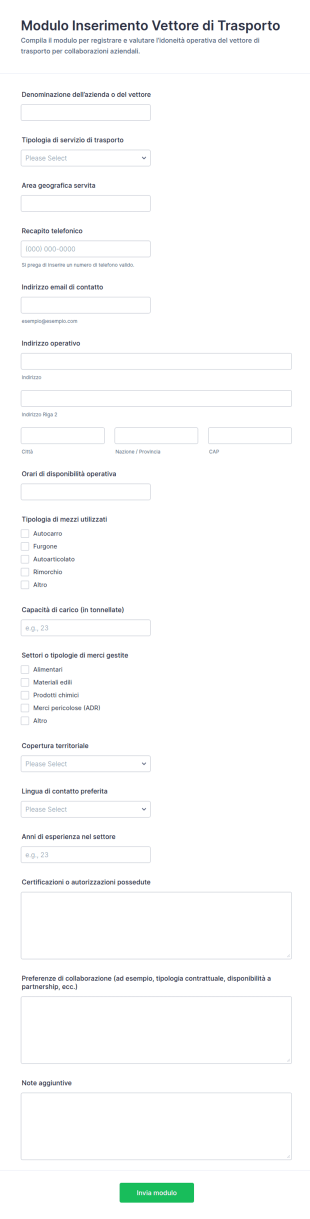 Modulo Di Acquisizione Per Vettori Di Trasporto