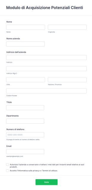 Modulo Di Acquisizione Potenziali Clienti