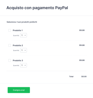 Modulo Di Acquisto Con Pagamento PayPal Form Template
