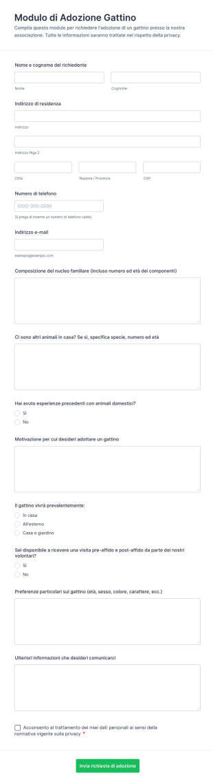 Modulo Di Adozione Gattino