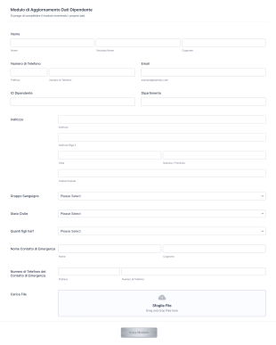 Modulo Di Aggiornamento Dati Dipendente Form Template