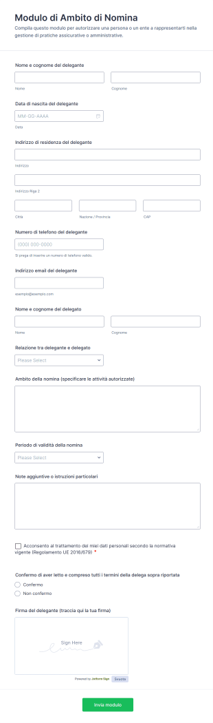 Modulo Di Ambito Di Nomina