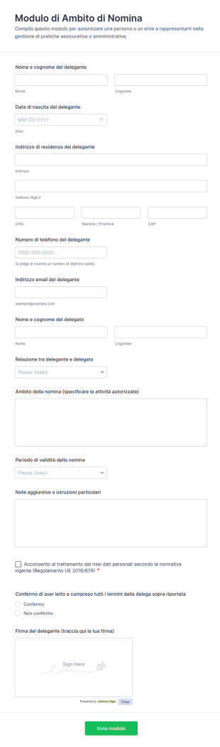 Modulo Di Ambito Di Nomina