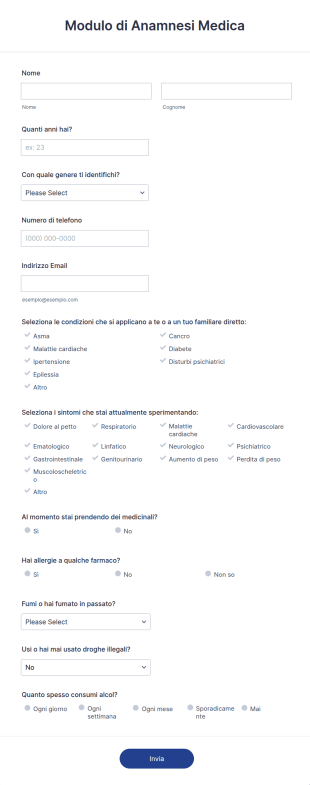Modulo Di Anamnesi Medica