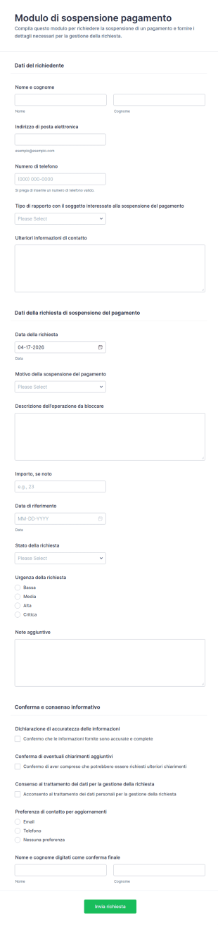 Modulo Di Annullamento Pagamento
