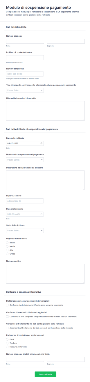 Modulo Di Annullamento Pagamento
