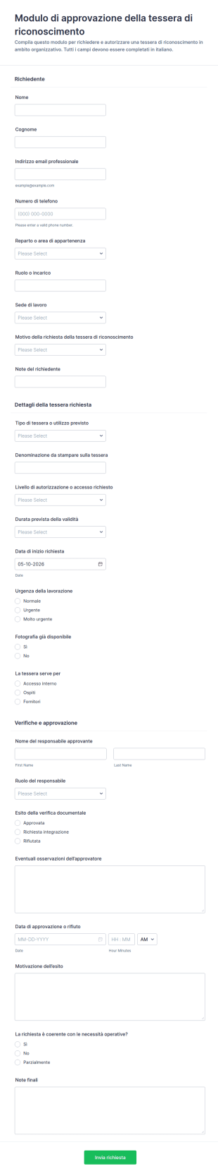 Modulo Di Approvazione Carta D'Identità