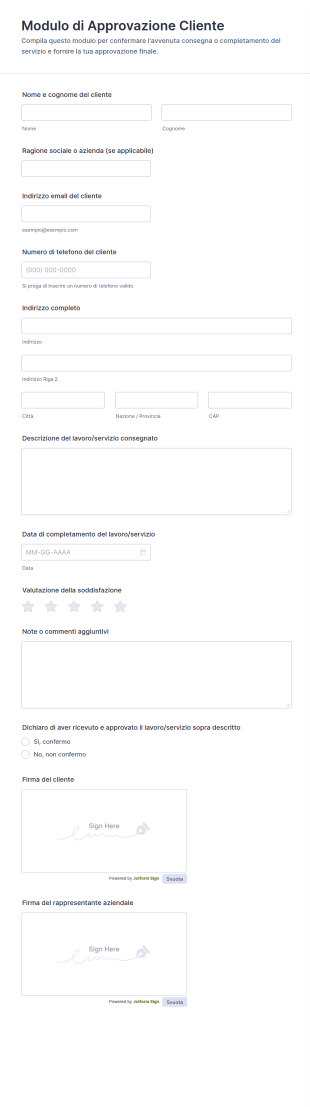 Modulo Di Approvazione Cliente