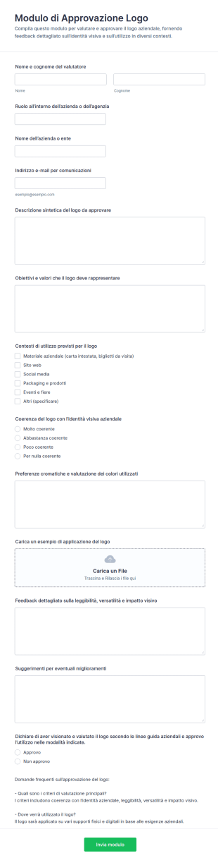 Modulo Di Approvazione Del Logo