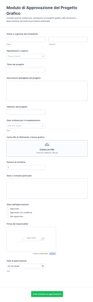 Modulo Di Approvazione Del Progetto Grafico