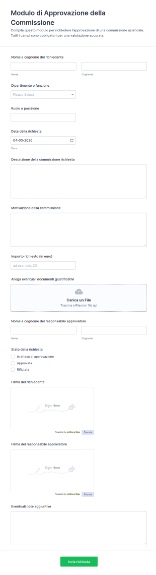 Modulo Di Approvazione Della Commissione