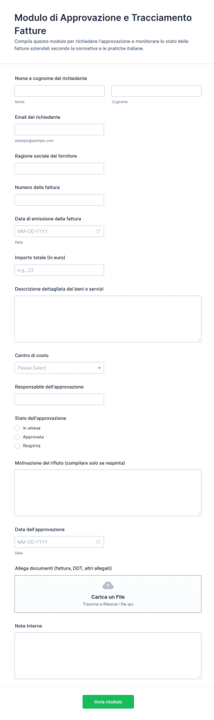 Modulo Di Approvazione E Tracciamento Fatture