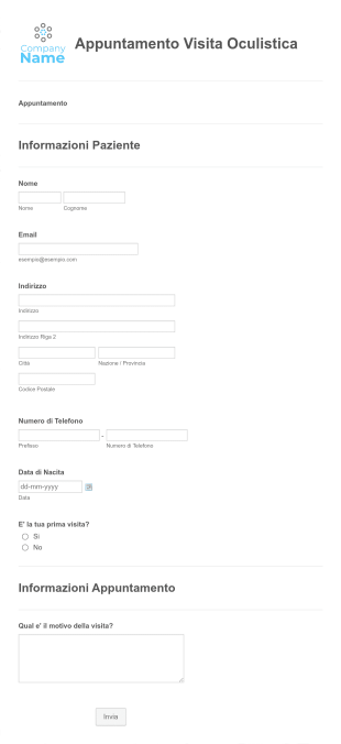 Modulo Di Appuntamento Visita Oculistica Form Template