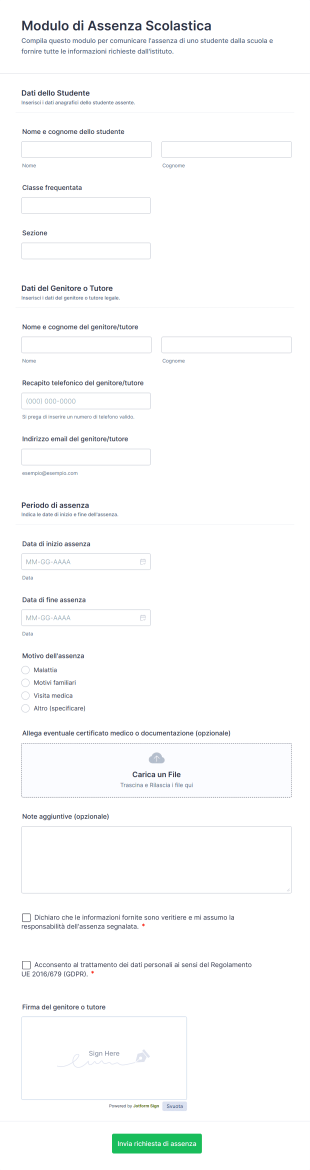 Modulo Di Assenza Scolastica