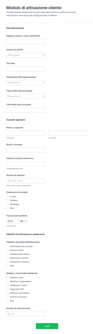 Modulo Di Attivazione Cliente