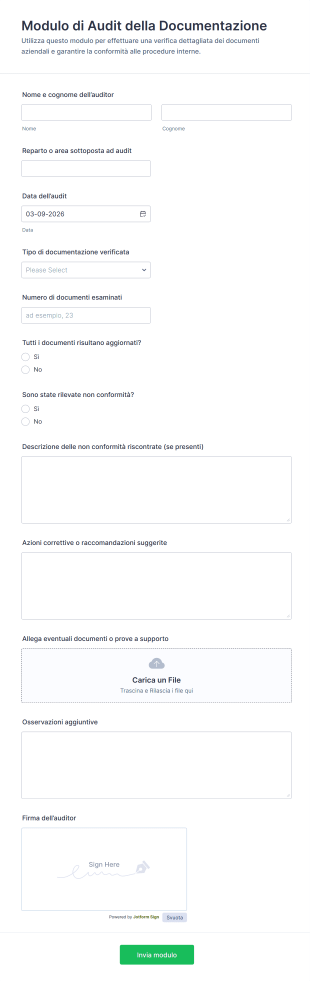 Modulo Di Audit Della Documentazione