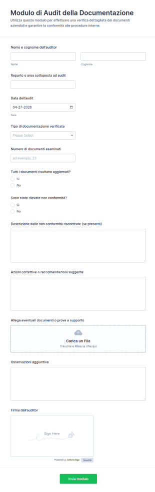 Modulo Di Audit Della Documentazione