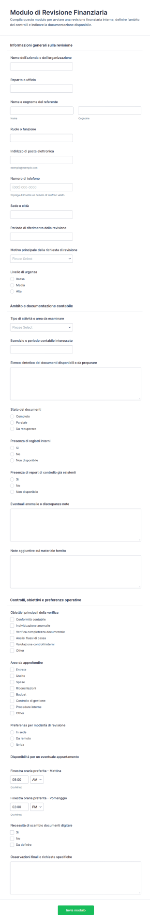 Modulo Di Audit Finanziario