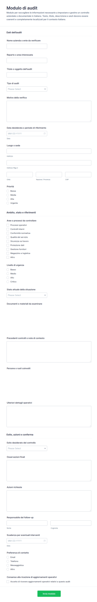 Modulo Di Audit