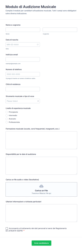 Modulo Di Audizione Musicale
