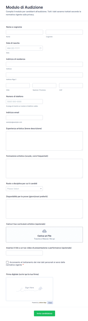 Modulo Di Audizione