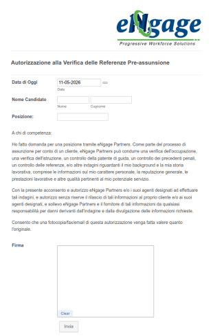 Modulo Di Autorizzazione Alla Verifica Delle Referenze Pre Assunzione