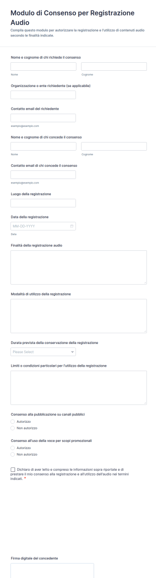 Modulo Di Autorizzazione Alle Registrazioni Audio