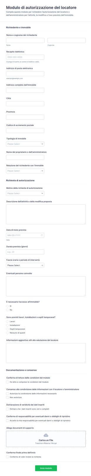 Modulo Di Autorizzazione Del Proprietario