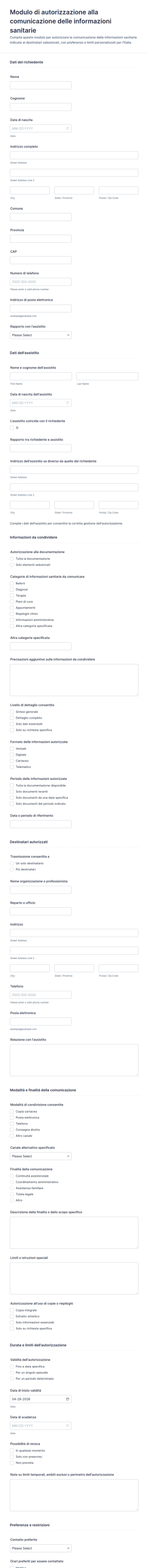 Modulo Di Autorizzazione Sulla Privacy