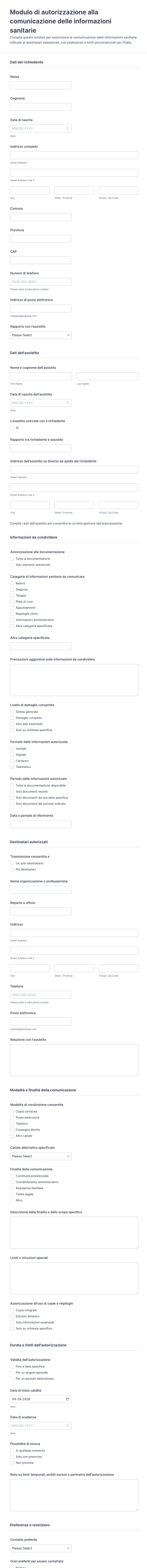 Modulo Di Autorizzazione Sulla Privacy