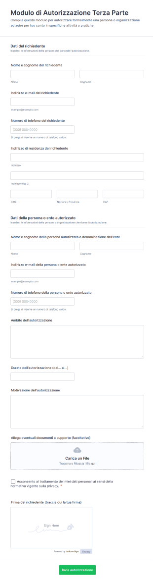 Modulo Di Autorizzazione Terza Parte