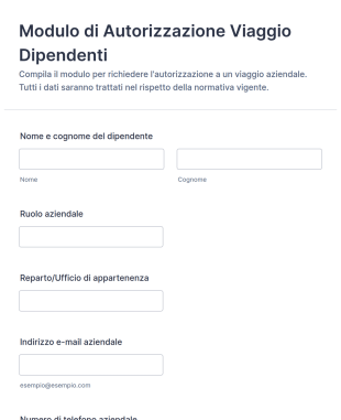 Modulo Di Autorizzazione Viaggio Dipendenti