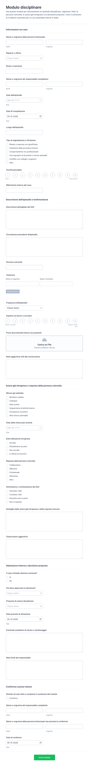 Modulo Di Azione Disciplinare