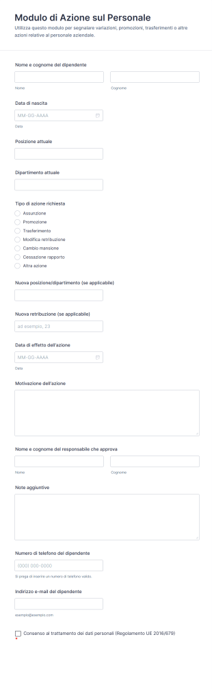 Modulo Di Azione Sul Personale