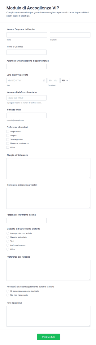 Modulo Di Benvenuto VIP