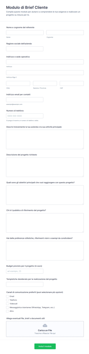 Modulo Di Brief Cliente