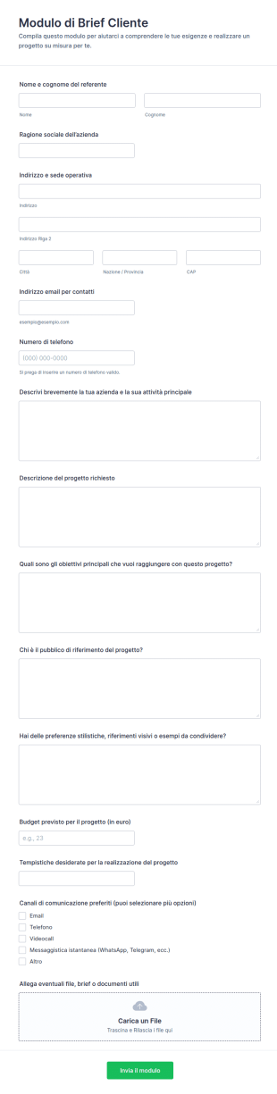 Modulo Di Brief Cliente