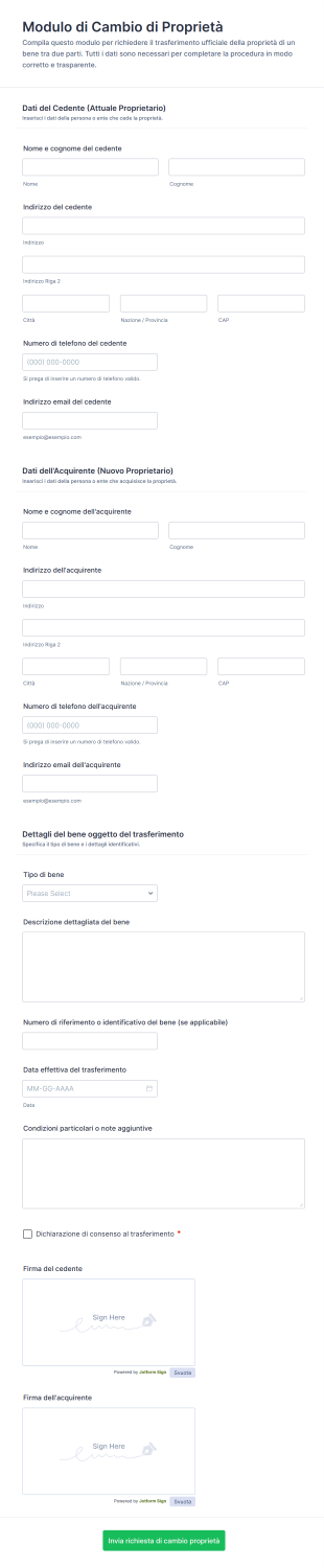 Modulo Di Cambio Di Proprietà