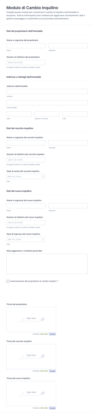 Modulo Di Cambio Inquilino