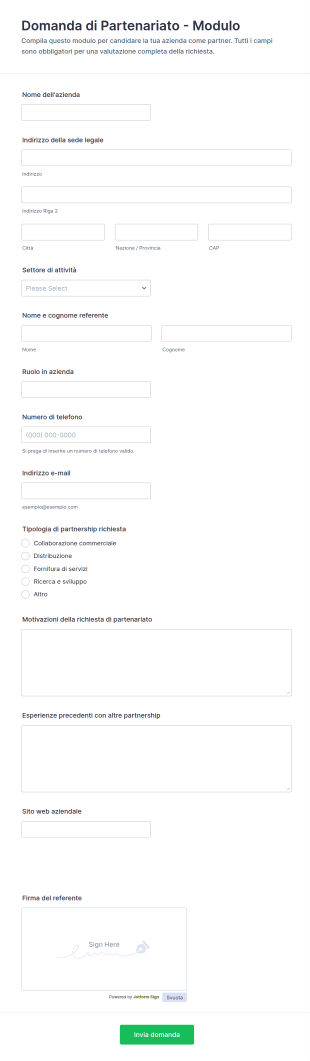 Modulo Di Candidatura Per Collaborazioni
