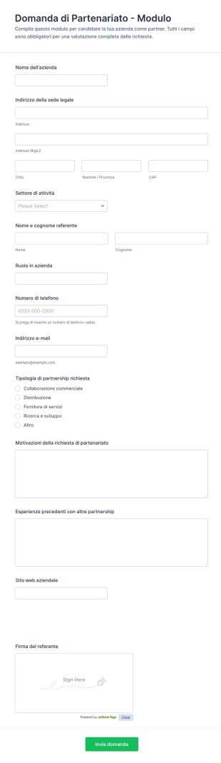 Modulo Di Candidatura Per Collaborazioni